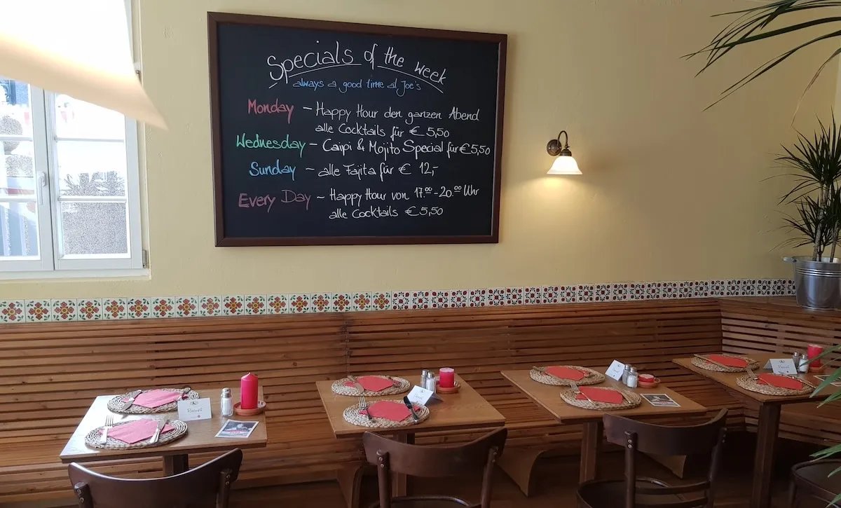 Tafel „Specials of the week“