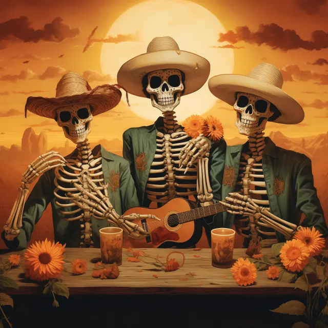 Geschminkte Calavera-Gesichter und Kerzen zum Día de los Muertos
